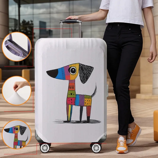 Dog pattern luggage protection cover, suitable for 18-32 inch luggage covers, luggage handle gloves, travel accessories