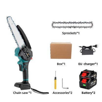 8 Inch Brushless Electric Saw Cordless Oiler Handheld Garden Wood Cutting Logging Chainsaw Power Tool for Makita 18V Battery