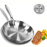 304 Stainless Steel Frying Pan Non-Stick Pan Fried Steak Pot Uncoated Kitchen Cookware For Gas Stove and Induction Cooker