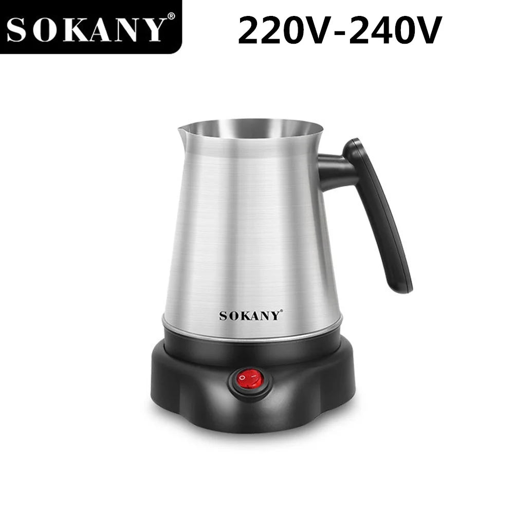 800ml chaleira elétrica turco grego café moka bule de chá máquina portátil aço inoxidável 6 copos água fervente 220v