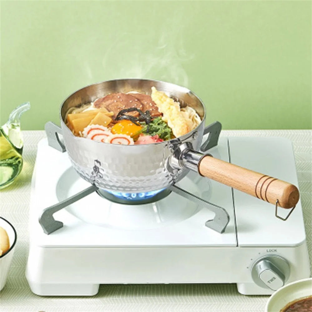Stainless Steel Yukihira Pan Traditional Japanese Saucepan with Wooden Handle