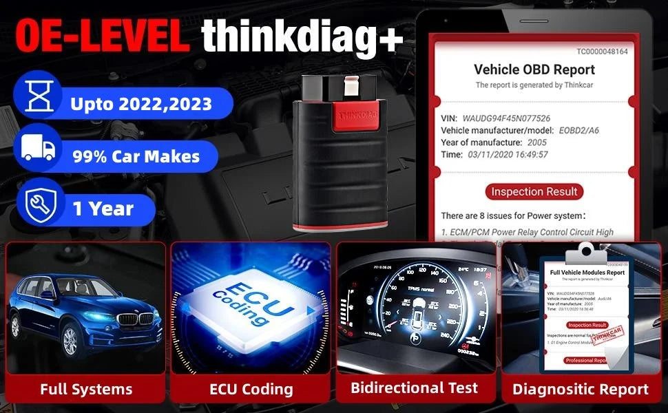 THINKCAR Thinkdiag hot Version Full System all car 16 Reset Service 1 Year Free OBD2 Diagnostic scan Tool Active Test ECU Coding