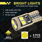 2/4/6/10/20 Pieces CANBUS T10 W5W LED Bulbs for Car Interior Dome Door Map Trunk License Plate Lights 12V 3030SMD White Yellow