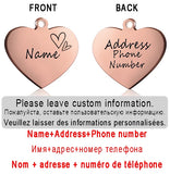 Dog ID Heart Tag Custom Personalized Cat Collar Pendant Engraved Pet Necklace Chain Charm Supplies For Name Products