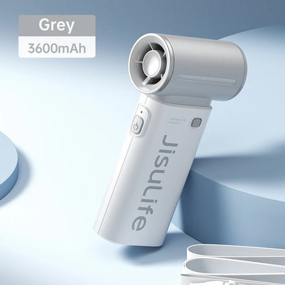 JISULIFE Handheld Turbo Fan,Super Strong Wind,5 Speeds,Long Battery Life,5000mAh,USB Rechargeable,Multipurpose Pocket fan