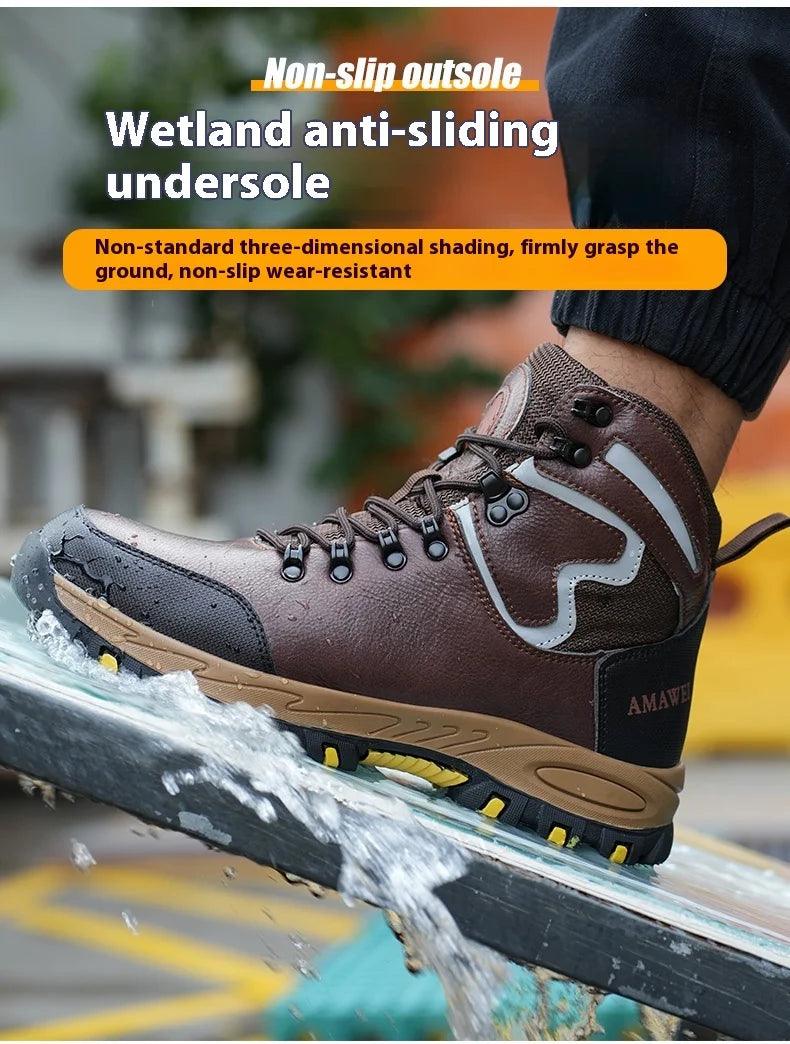 High Top Safety Shoes Men Steel Toe Work Shoes Men Women Work Safety Boots Anti Smash Safety Indestructible waterproof boots