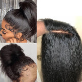 Glueless Kinky Straight Short Bob Virgin Human Hair Wig 13x4 Frontal HD Transparent Lace Peruvian Remy Soft Yaki Wear And Go Wig