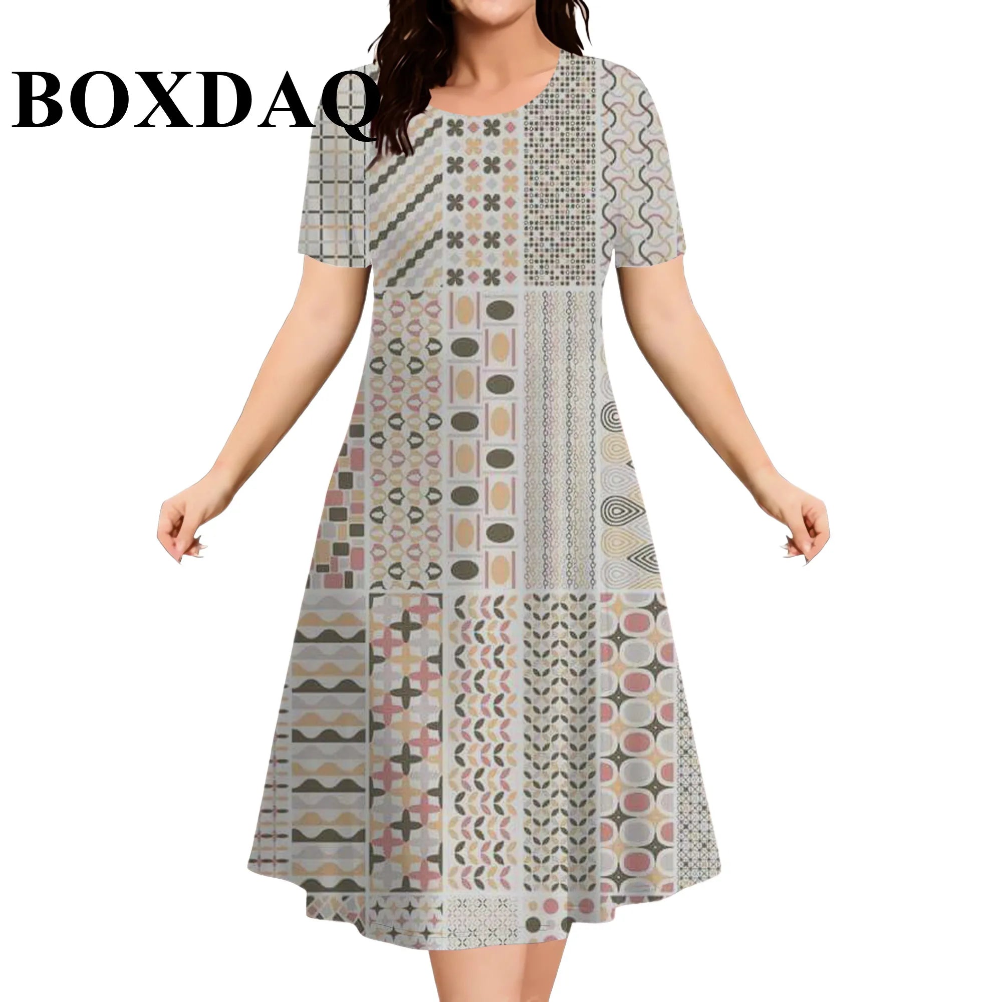 9XL Plus Size Short Sleeve Dresses For Women 2026 Fashion Summer Dot 3D Print Round Neck Dress Female Casual Oversized Clothing