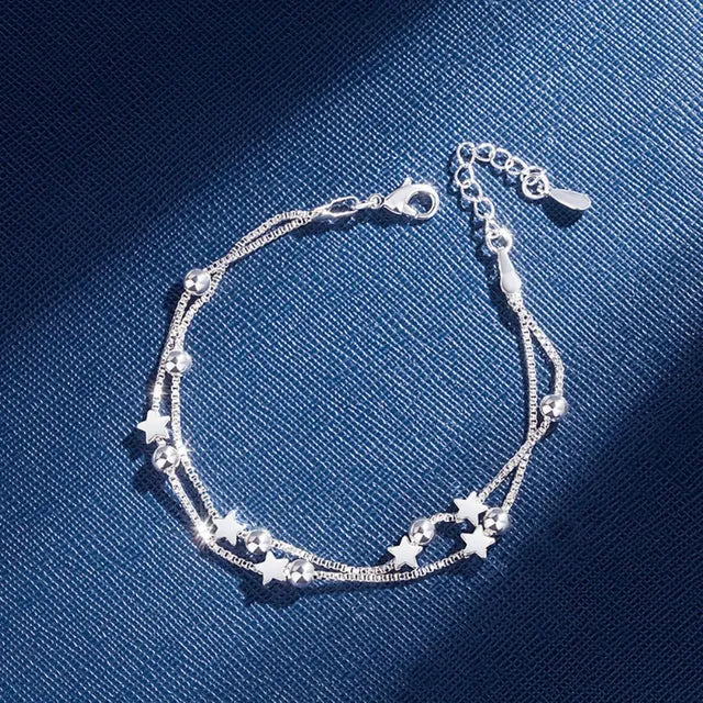Fine 925 sterling silver Chain Stars Bracelets for women Charms fashion designer party Jewelry Holiday Wedding Gifts 
