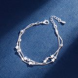 Fine 925 sterling silver Chain Stars Bracelets for women Charms fashion designer party Jewelry Holiday Wedding Gifts 