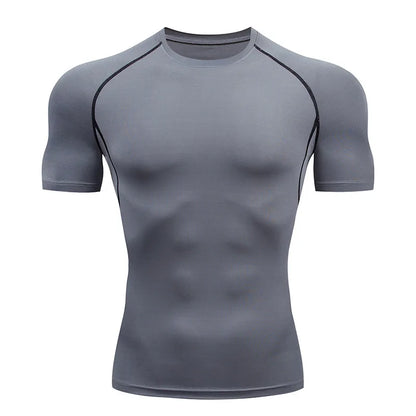 Camiseta de compresión para hombre, transpirable, de secado rápido y con absorción de humedad, ideal para deportes al aire libre.