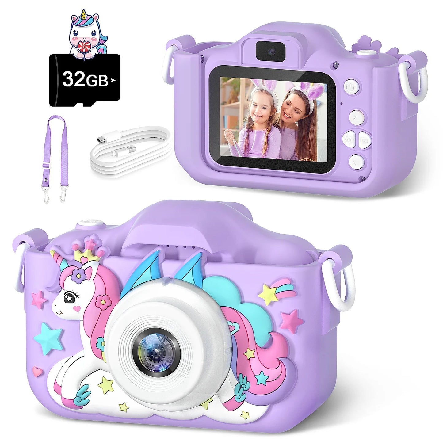 Cámara digital HD de 1080P para niños pequeños, cámara de 2 pulgadas con funda de silicona, ideal como regalo de cumpleaños o Navidad.