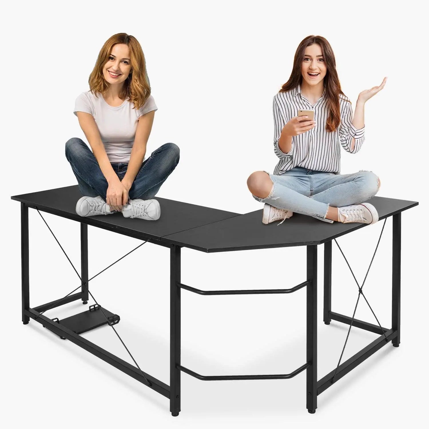 Escritorio en forma de L Homfa de 170 cm (66,5") para ordenador, gaming, portátil, oficina, mesa de trabajo esquinera, escritorio de estudio, 170 x 120 x 75 cm