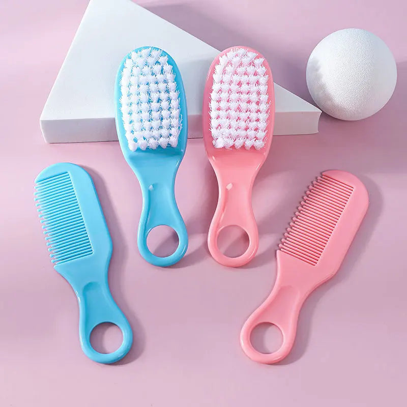 2Pcs/Set Baby Hairbrush Comb Portable Newborn Infant Toddlers Soft Hair Brush Head Massager Comb Set Baby Kid Hair Care Supplies