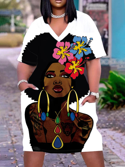 Plus size 2025 verão novo vestido feminino casual solto impresso, modelos de verão material de poliéster elegante commuter