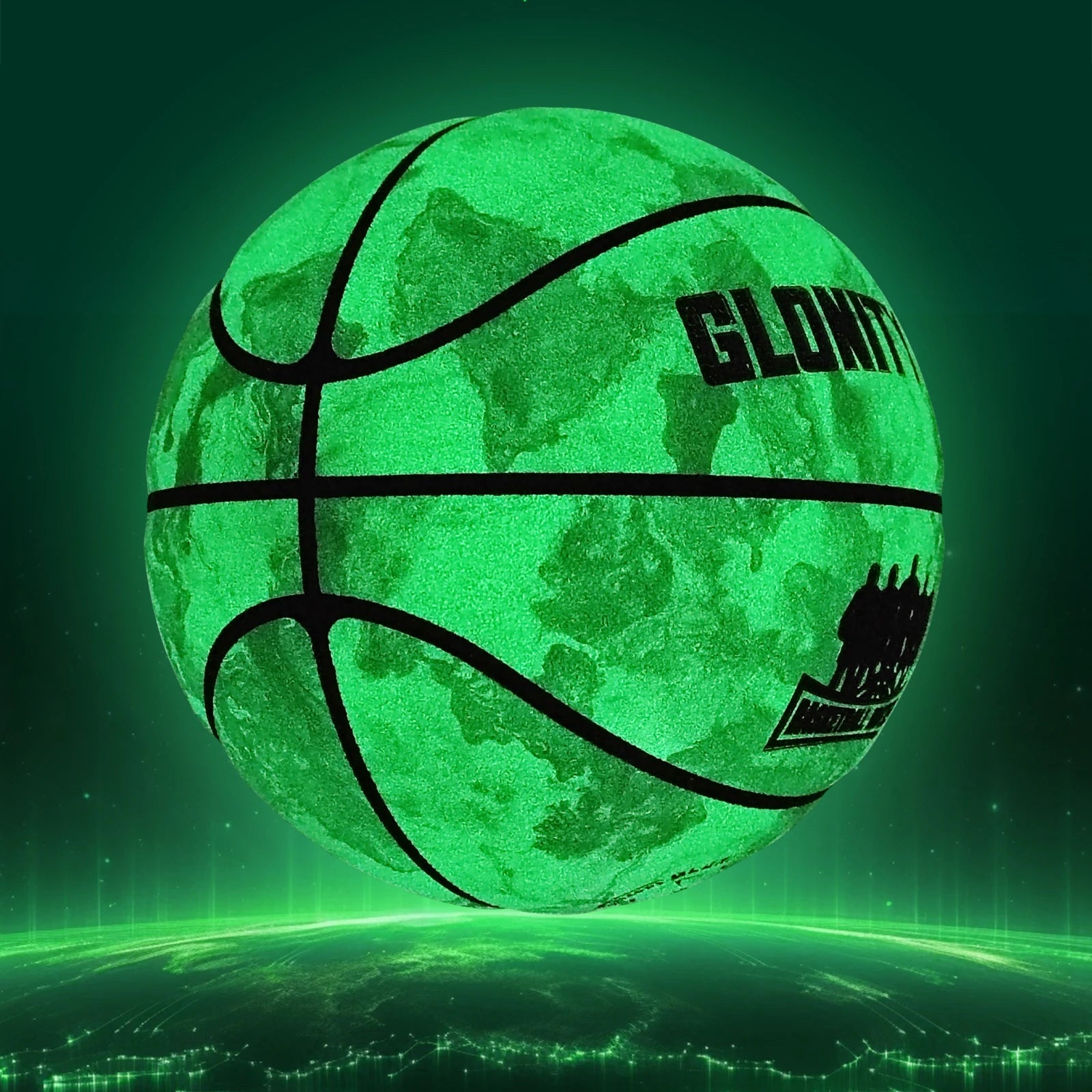 Glowing Green BasketBall For Men Women,Official Size 5/6/7 Soft Composite Leather In&Outdoor Street Luminous Ball Night Use Game
