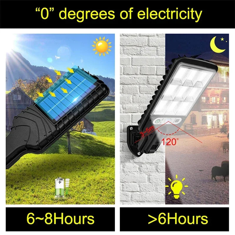 1-6PCS Motion Sensor Solar Outdoor Lights Waterproof 117COB LED Security Wall Lights Street Lamps with 3 Mode Patio Garage Yard