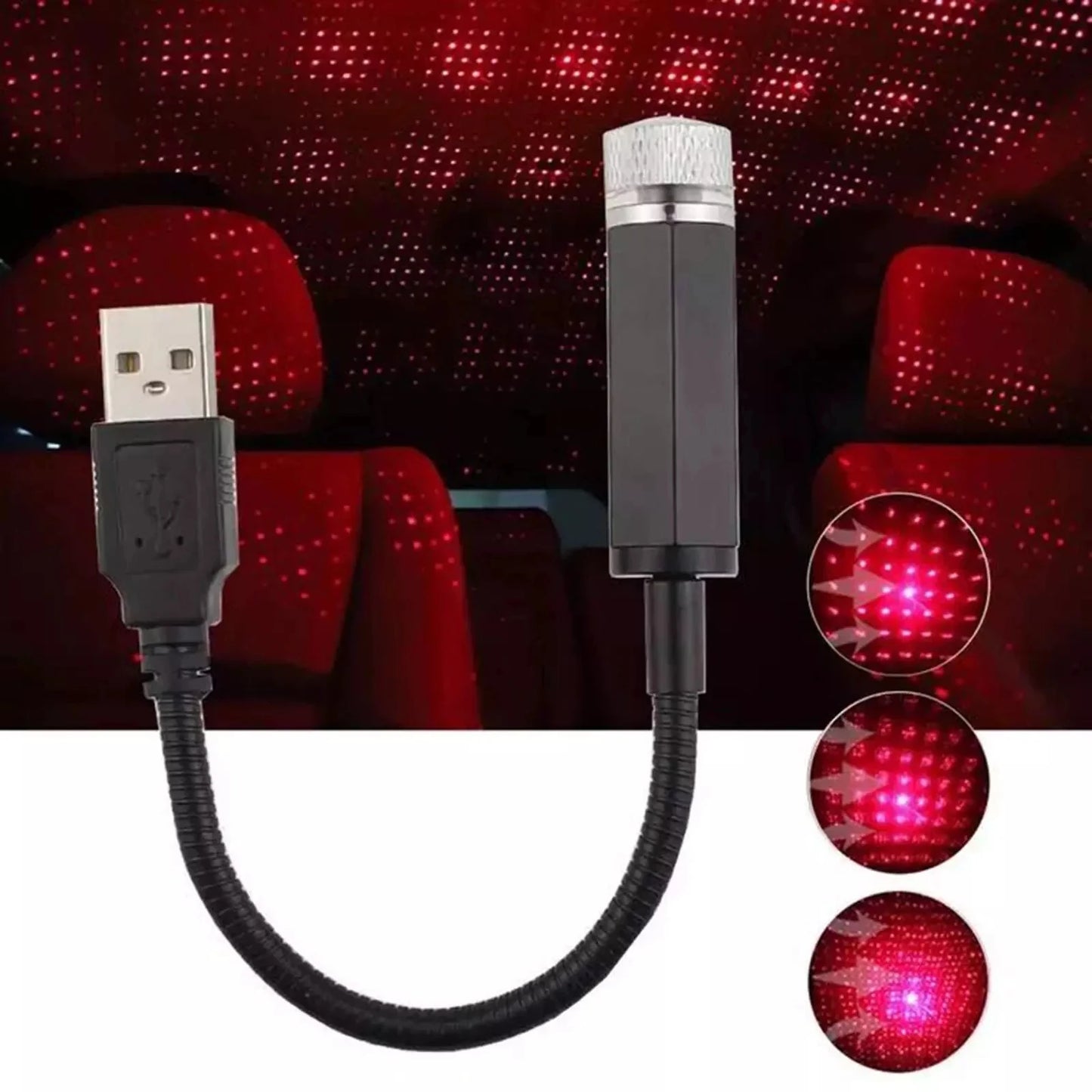 Lámpara de proyección de estrellas USB de 2 cabezales, luces decorativas LED ajustables para decoración de interiores de coche o boda, proyector de techo, luz nocturna 