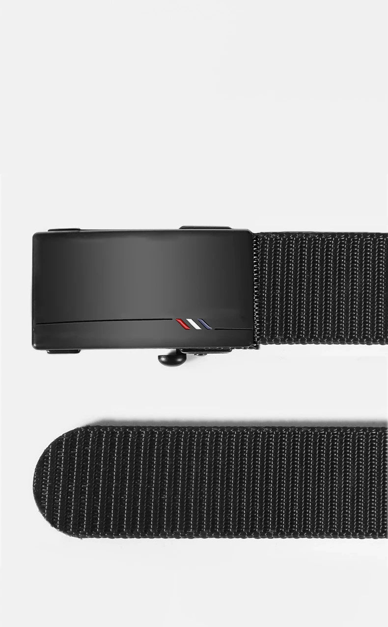 Cinturón de nailon tejido para hombre, con hebilla automática, para deportes al aire libre y ocio, ideal para vaqueros.