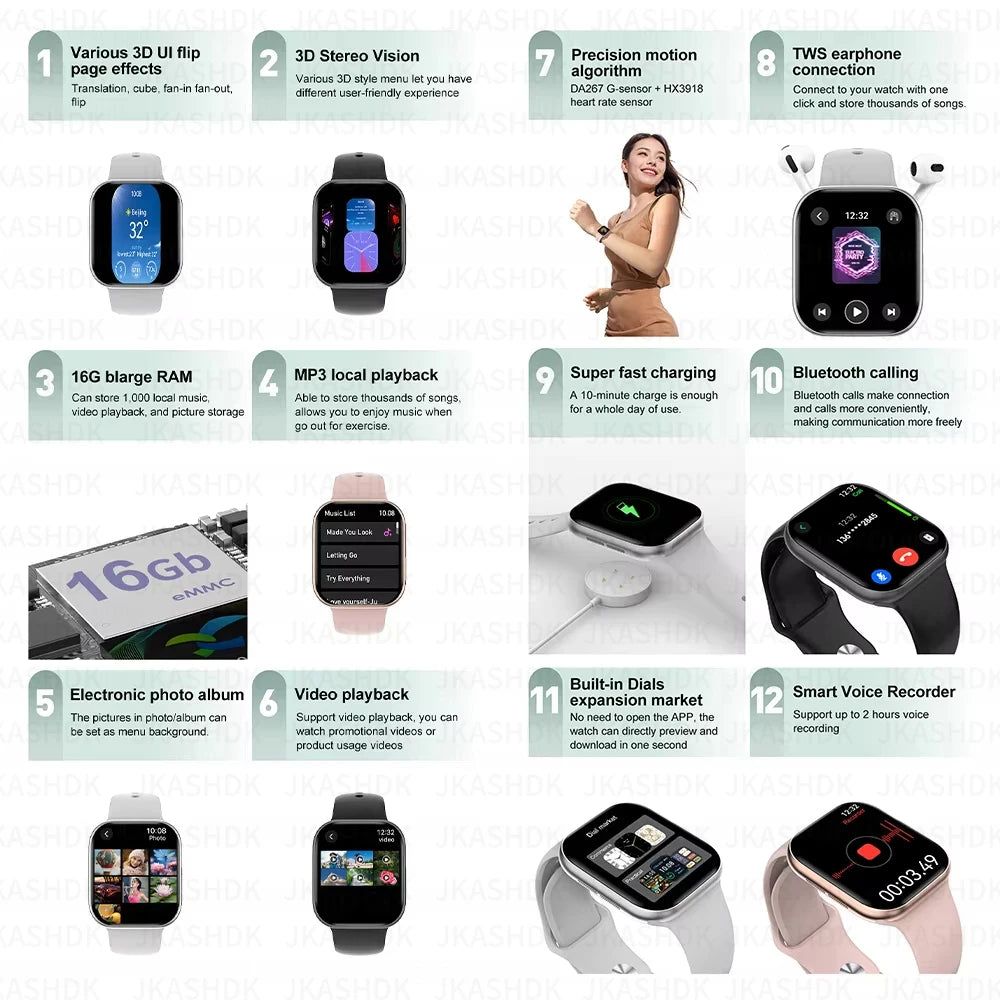 New For Apple Watch 10 GPS NFC Smart Watch Men Women Wireless Charging BT Call Waterproof HD AMOLED Smartwatch For Android IOS