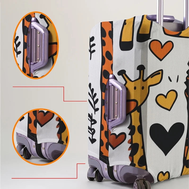 Love giraffe graffiti white pattern luggage protection cover, suitable for 18-32 inch luggage covers, luggage handle gloves, tra