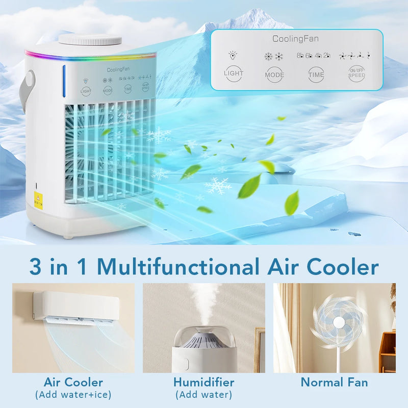Popular mini air cooler USB air conditioning fan office desktop small water cooling fan spray humidification cooling fan