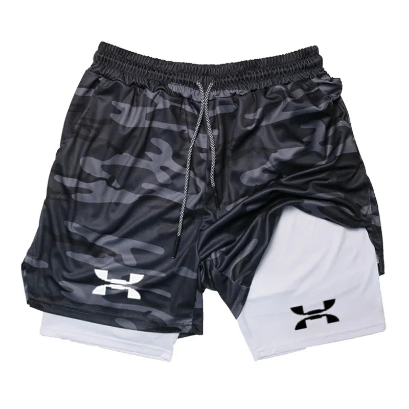Pantalones cortos deportivos 2 en 1 para hombre, de secado rápido, para entrenamiento, gimnasio, fitness, correr, verano, FD22273300