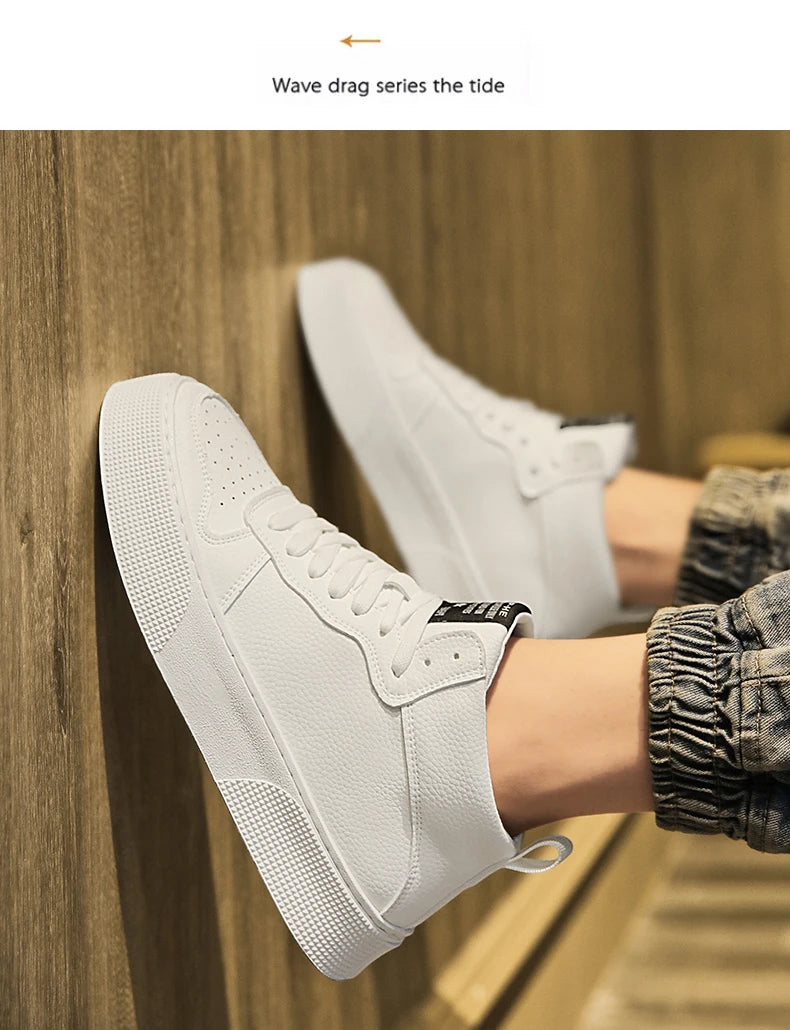 IGxx High top Shoes Zip Lace-up Leather Men's Sneakers Punk Ankle Boots For Men Hook&Loop Shoes White indestructible lacoste