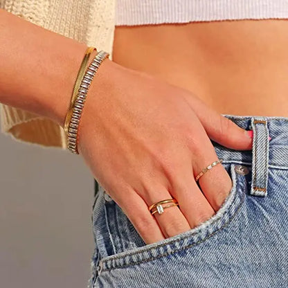 Pulseras de tenis de cristal arcoíris para mujer, color plata Kpop, regalos para amigas, cadena de brazalete de circonitas coloridas, joyería para la mano H167-M