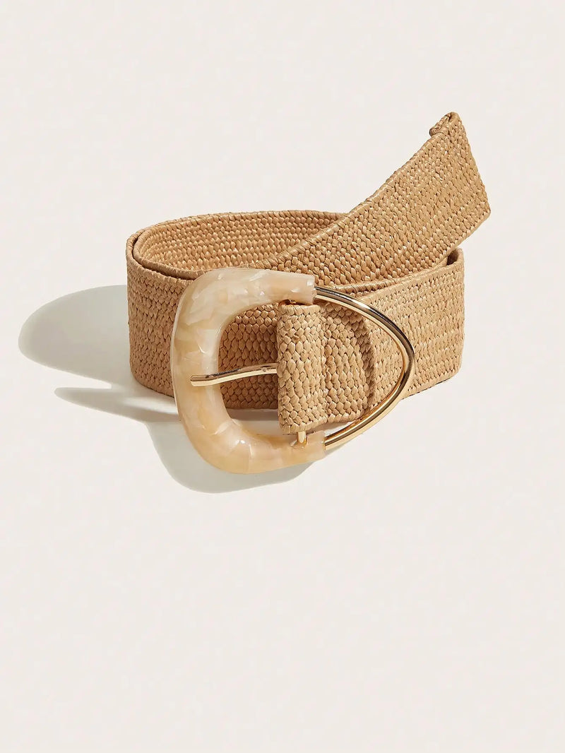 1PC Boho Summer Elastic Wide Waist Belt Women's Decorative Woven Belt for Dresses Suits Beach Vacation Casual Outfits