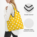 Custom Recycling Classic Black And White Polka Dot Shopping Bag Women Tote Bag Portable Grocery Shopper Bags