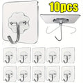 5/50pcs Transparent Stainless Steel Strong Self Adhesive Hooks Key Storage Hanger for Kitchen Bathroom Door Wall Multi-Function