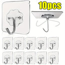 5/50pcs Transparent Stainless Steel Strong Self Adhesive Hooks Key Storage Hanger for Kitchen Bathroom Door Wall Multi-Function