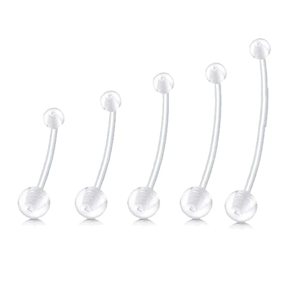 Anéis de umbigo para gravidez, barra longa, esporte, maternidade, flexível, bioplast, transparente, umbigo, piercing, retentor para grávidas