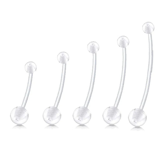 Anéis de umbigo para gravidez, barra longa, esporte, maternidade, flexível, bioplast, transparente, umbigo, piercing, retentor para grávidas