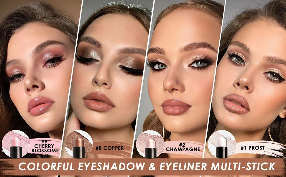 FOCALLURE Lápiz de sombra de ojos perlado de 24 colores, resistente al agua, con brillo, pigmento brillante, delineador en barra, herramientas de maquillaje