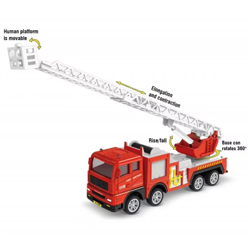 Children Fire Truck Pull Back Toys Fire Telescopic Ladder Truck Inertia Car Fire Rescue Water Tanker Model Boys Birthday Gift