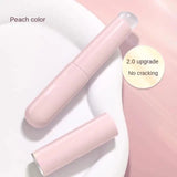 Pinceles de silicona para labios con mango de plástico ABS, aplicador portátil de lápiz labial y bálsamo labial con tapa, mezcla perfecta 