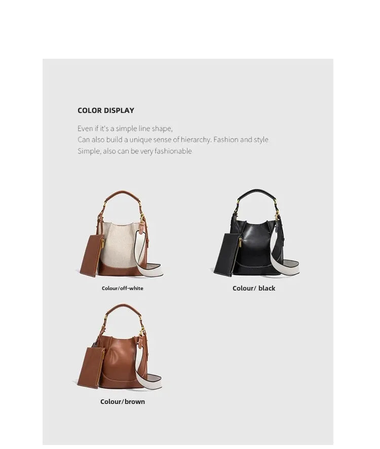 2024 New Large Capacity Women's Crossbody Bag With Wide Shoulder Strap Single Handbag Canva Bucket Bag Motorcycle Equipment Acce