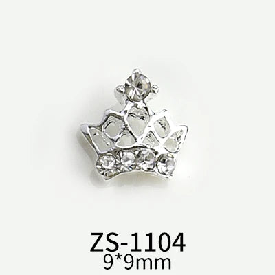 10pcs New Crown Alloy Zircon Nail Art Charms Silver Shiny Crystals Jewelry Hot Sale Nails Decoration 3D Manicure Accessories %2