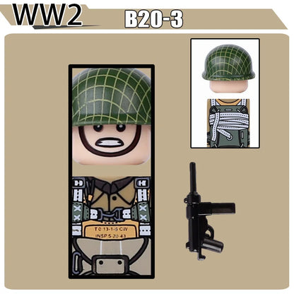WW2 Military Soldier Figures Building Blocks Soviet British Army German Camouflage Warrior Infantry Accessories Bricks Toys Gift