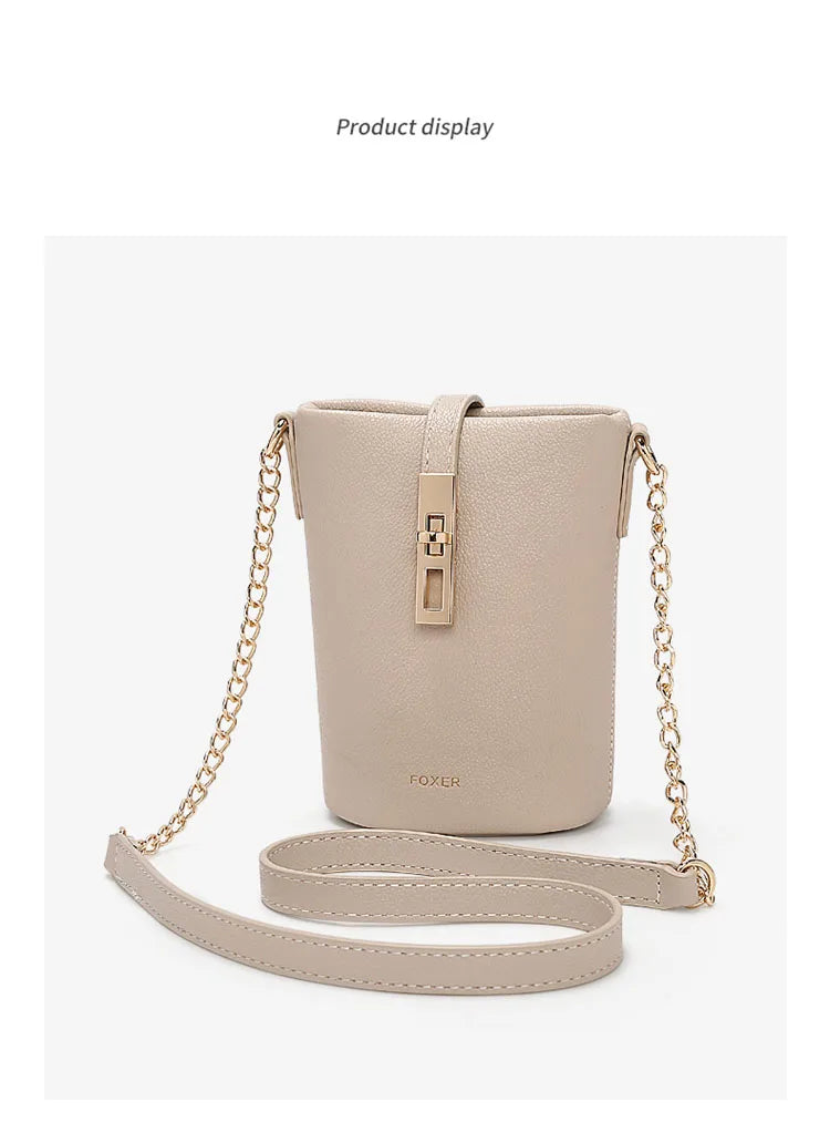 FOXER Brand Chic Mini Cellphone Bag Women's Shoulder Bag PU Leather Fashion Girl's Travel Small Crossbody Bag Purse