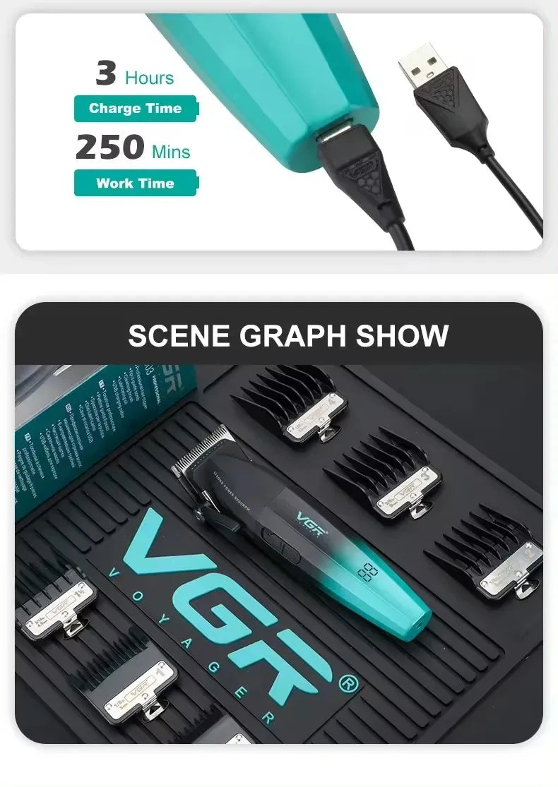VGR Hair Trimmer Professional Barber Cordless Clipper Electric Hair Cutting Machine Metal Hair Trimmer for Men V-003 V-906 V-308