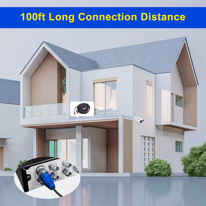 Cable de alimentación de video para cámara de seguridad SANSCO de 30 m (100 pies) con conector BNC y RCA para cámaras CCTV y DVR en sistemas de vigilancia CCTV.