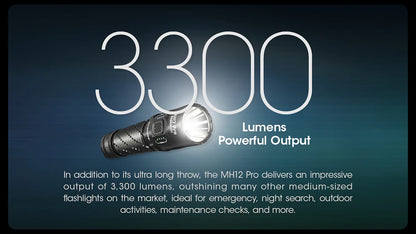 NITECORE MH12 Pro USB-C Rechargeable Compact UHi 40 LED Flashlight 3300 Lumens Lantern Emergency Tactical Torch with NL2153HP