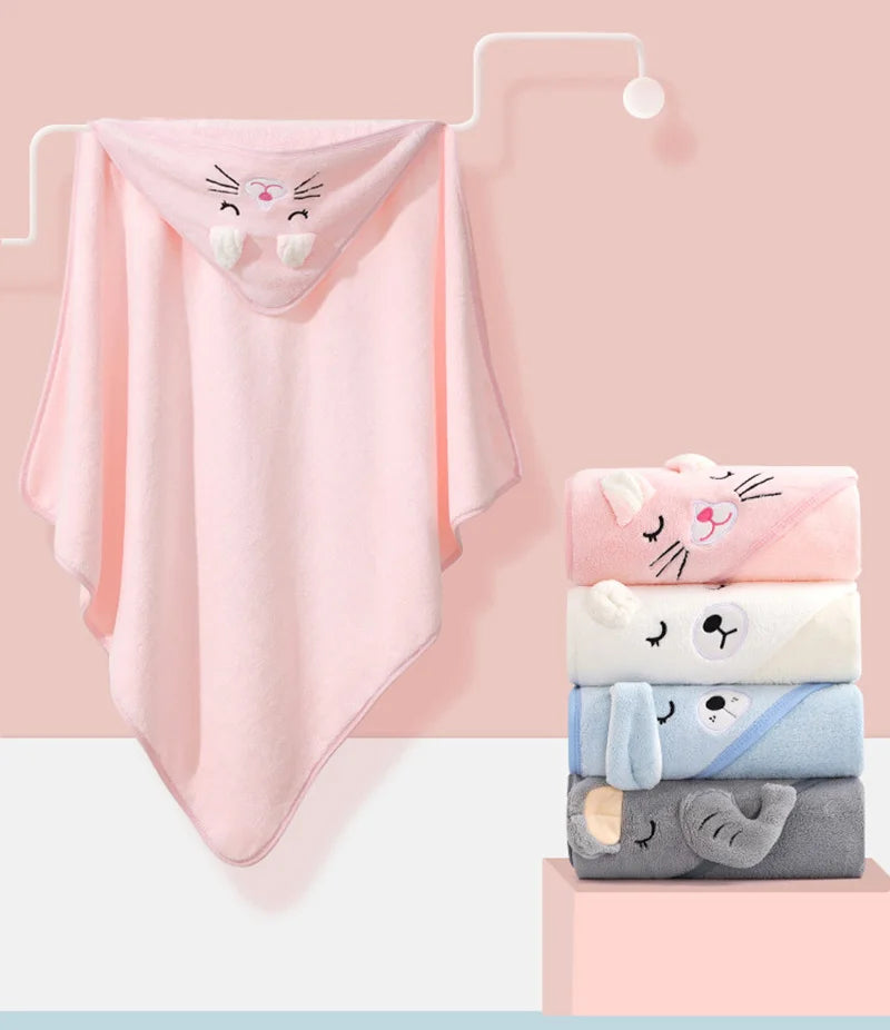 Toallas de baño con dibujos de animales para bebés, suaves y con capucha para recién nacidos, bata de baño para niños pequeños, cálida manta para dormir para niños y niñas.