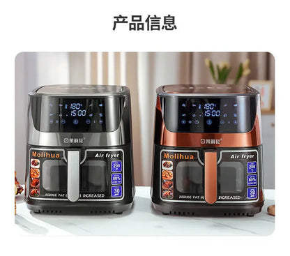 10.5L large capacity air fryer with visible window, stainless steel shell, intelligent touch version, household oil fryer 220V