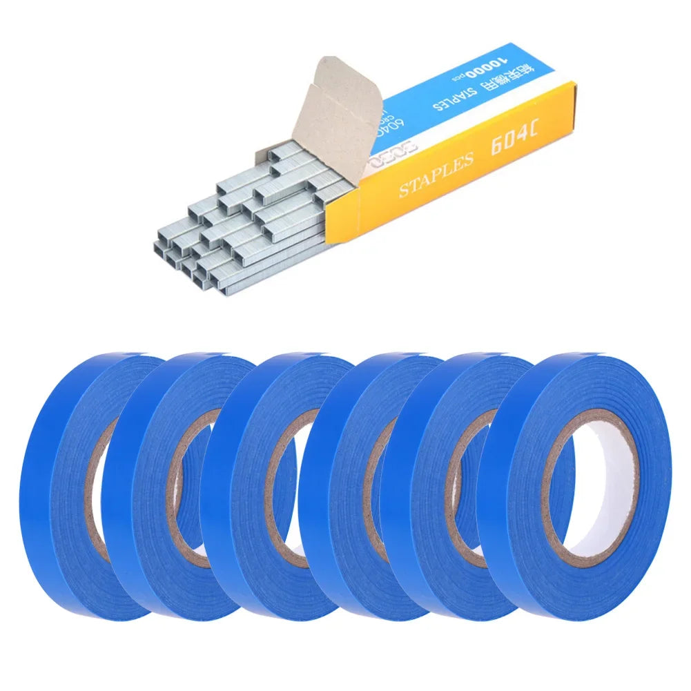 10/20Pcs Plant Branch Tie Tape Hand Tying Binding Tools with 1 Box Staple For Garden Tying Machine Vegetable Fruit Tree Tapenter