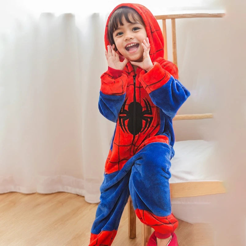 Lilo Stitch Cosplay Costume Boys Girls Spider Pajamas Plush Winter Warm Clothes for Boys Girls Halloween Christmas Gifts
