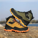 Rotary Buckle Men's Work Boots Safety Steel Toe Indestructible Shoes Anti-smash Puncture-Proof Work Shoes 38-47